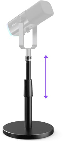 FIFINE Desktop Microphone Stand, Heavy-Duty Metal Adjustable Table Mic Stand with 5/8 Male to 3/8 Female Screw Adapter, 4 Non-Slip Pads Compatible with Microphones for Recording, Streaming-BS1
