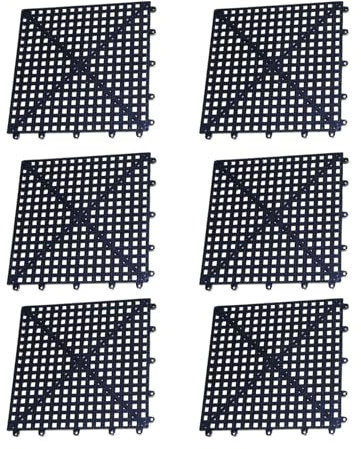 Colcolo 6Pcs Non Slip Splicing Mats Interlocking Floor Tiles 12.6x12.6inch Shower Mat Modular Cushion for Drain for Toilet Deck Bar, Black