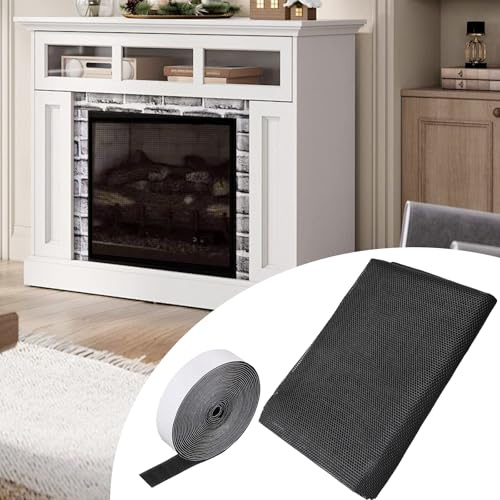 Yallmie Fireplace Cover, Mesh Fireplace Screen Fireplace Guard to Prevent Pet Near Fireplace, Fireplace Screen Safety Cover Fireplace Mesh Cover Indoor (29 * 40 In)