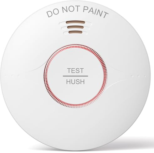 GHAZOR Smoke Alarms for Home,10 Year Battery Operated Fire Alarm with Test/Silence Button, Smoke Detector with LED Indicator & 85 dB Loud Alarm, Conforms to EN 14604 Standard (1 Pack)