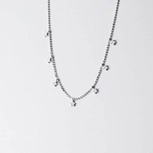 XANAYXWJ S925 Silverhalsband, Damstil Diamond Star Keyvicle Chain Halsband s925 Silverhalsband