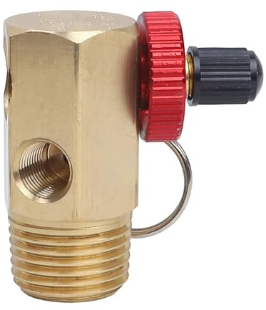 Air Tank Manifold with Shut Off and Relief Valve 1/2 NPT Brass for Compressor Systems, 1/4 Hose Port, 0-110 Psi Pressure Range