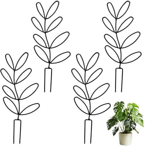 4 Pièces 31 X 13.5 cm Treillis Plante Grimpante Interieur, Plastique en Forme de Feuille Tuteur Mini Treillis pour Plantes Grimpantes, Réutilisable Plantes en Pot et Pots de Fleurs Trellis Planter