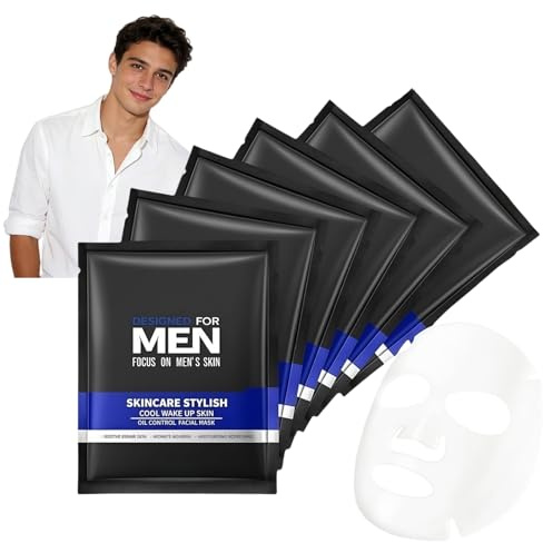 6PCS Men's Face Mask Set, Anti Aging & Hydrating Sheet Mask for Men, Refreshing & Oil Control Facial Care Kit, Skincare Set for Men, Multipack Face Masks Skincare, Moisturizing & Soothing Face Pack