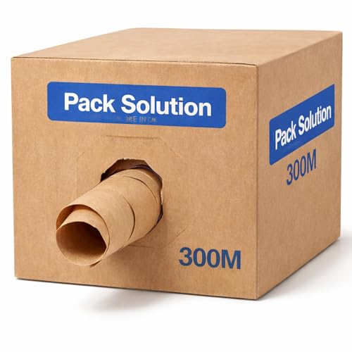 Void Fill Packing Paper Dispenser Box 300m, Recycled Kraft Parcel Filler, Coreless Centre Pull Packing Paper, Plastic-Free Cushioning Roll for Shipping, Moving and Ecommerce Packaging 375mm x 300m