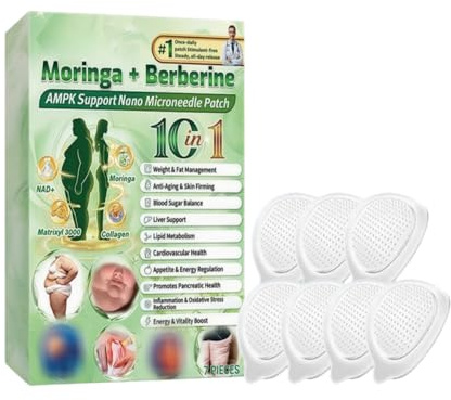 Moringa Berberine Patch Minceur Patch Nano Microneedle Minceur 10 en 1, Patch Minceur Brûle Graisse, Raffermissement et Métabolisme, Portable, Ventre Plat, Facile à Appliquer, Invisible Confortable