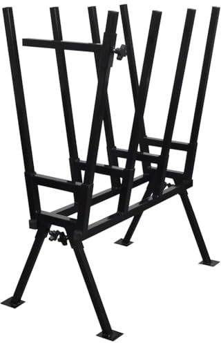 LoogCape Sågbock av stål, svart, justerbar höjd, vikbar, 400 kg, för träbearbetning, verkstad, byggarbetsplats, vikbar bock, teleskopstöd, trästamhållare, monteringsbock