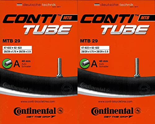 Continental MTB 29 Mountainbike-Fahrradschlauch, Autoventil 1,75 bis 2,5, 2 Stück