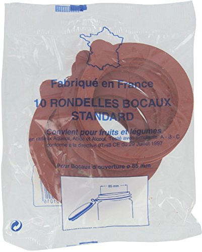 Lot de 10 rondelles en Caoutchouc pour bocaux - Marque Hutchinson - Fabriqué en France - 85mm - Diamètre Ext x diamètre Int x EP - 85 x 65 x 2,5 mm