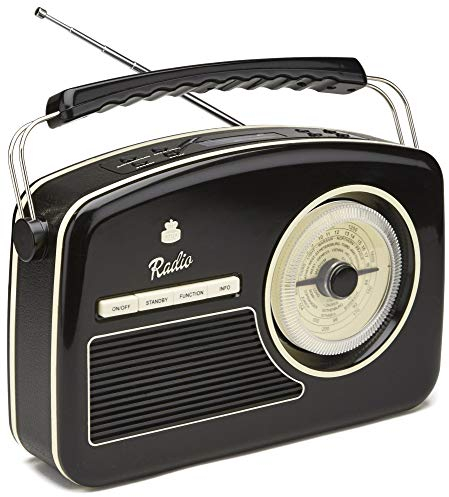 GPO Rydell Radio portátil vintage FM y DAB+ con dial retro - Negro