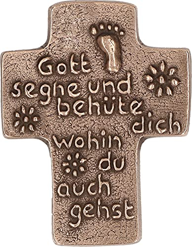 Butzon & Bercker Taufkreuz aus Bronze – „Gott segne und behüte dich wohin du auch gehst“ (10 × 8 cm) – hochwertiges, patiniertes Symbolkreuz, stilvolles Geschenk zur Taufe – liebevoll gestaltet