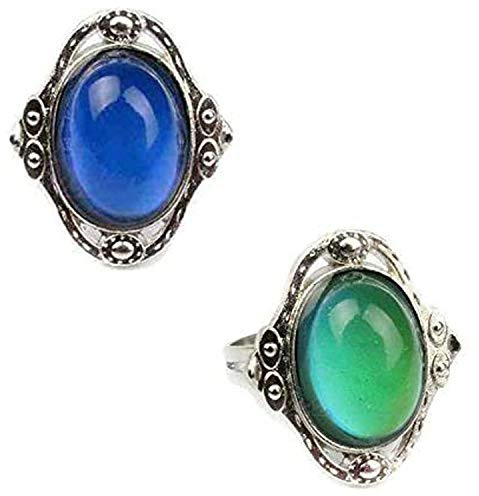Carykon Lot de 2 bagues d'humeur ovales réglables de style rétro pour amoureux et amis - Taille unique (ovale)