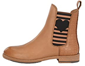 CRICKIT® Chelsea Boot Damen Amy | Klassischer Chelsea Boot mit Streifen und Herz für Damen aus 100% Leder | Herz mit Streifen