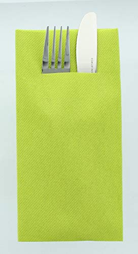 Mank Airlaid Besteckservietten Uni | 40 x 40 cm | 1/8-Falz | Premium Einweg-Serviette | saugstark | Basic | 75 Stück (Kiwi)