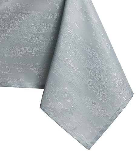 AmeliaHome Tischdecke 110x110 cm Tischtuch Tafeldecke Fleckschutz Vesta | Lotuseffekt Abwaschbar Wasserabweisend Ornament Silber