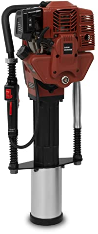 EBERTH Pfahlramme Zaunpfahl-Ramme Handramme Benzin 1,2PS (1500W, 3x Rammloch Adapter, Max. Pfahldurchmesser 100mm, 2-Takt Motor, Einzylinder, 52ccm, Metall Rahmen mit Stoßdämpfern, Koffer Inklusive)