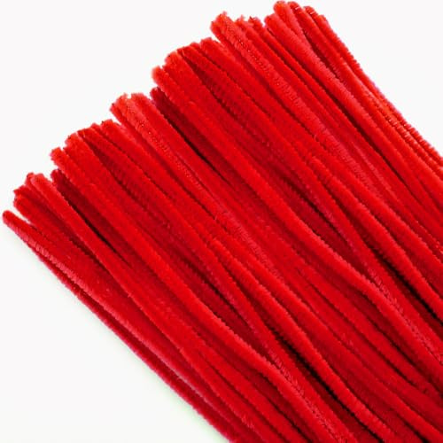TOAOB 100 Stück Pfeifenputzer zum Basteln Pfeifenreiniger Rot | Chenilledraht Lang 30cm und Breit 6mm, Pipe Cleaners für Basteln und Dekorieren Kunst Handwerk DIY