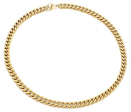 ANAZOZ Halskette Edelstahl Damen Ohne Anhänger 60 cm, Hip Hop Kette Herren Panzerkette Gold 8mm Breit