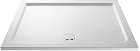 VeeBath Space 40mm Slimline Rectangular Stone Resin Shower Tray for Walk in Wet Room Enclosure Cubicle - 1500 x 800mm