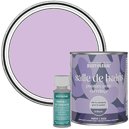 Rust-Oleum Purple Water-Resistant Bathroom Tile Paint in Gloss Finish - Violet Macaroon 750ml