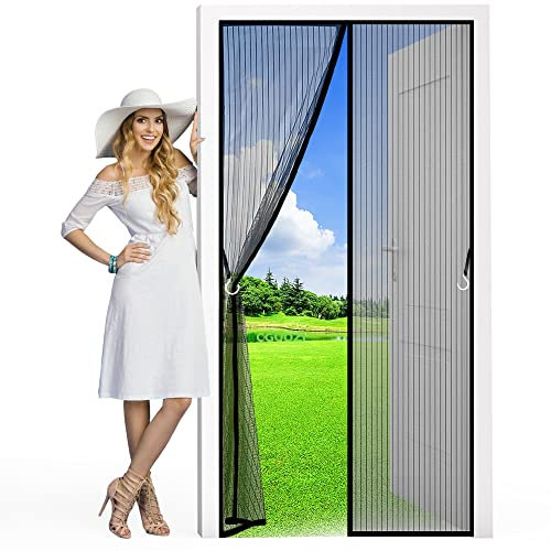 Zanzariera Magnetica Impedendo, 260 x 255 cm Zanzariere su Misura Chiudi Automaticamente Impedendo Insetti di Entrare per Porte Scorrevoli, Garage Nero