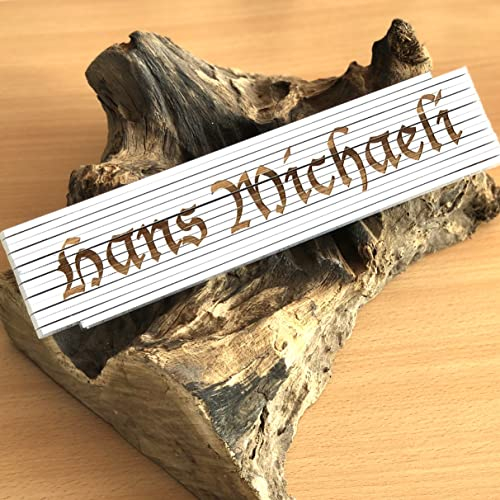 Zollstock 3m lang personalisiert mit Namen | BEIDSEITIG OHNE AUFPREIS | Gliedermaßstab Geschenk für Männer Opa Papa Vatertag Muttertag Weihnachten weiß