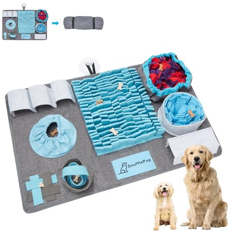 SnufflePup® Sniffing Rug for Dogs I 10 Interactive & Fun Feeding Puzzles and 3 Difficulty Levels to Combat Boredom I Treat Dispenser Offers Stress Relief for Large to Small Dogs