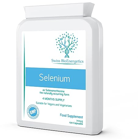 Selenium 200µg - 120 Capsules – 4 Month Supply as Selenomethionine The Naturally Occurring Form with Superior bioavailability - Made in The UK
