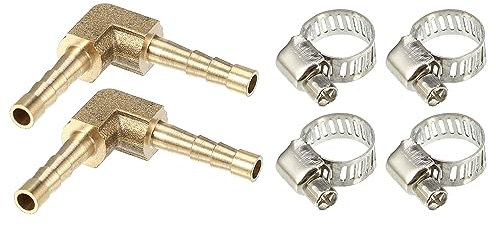 QUARKZMAN 2 Juego 4mm L-Forma Púas Latón Manguera Accesorio Conector con Abrazaderas