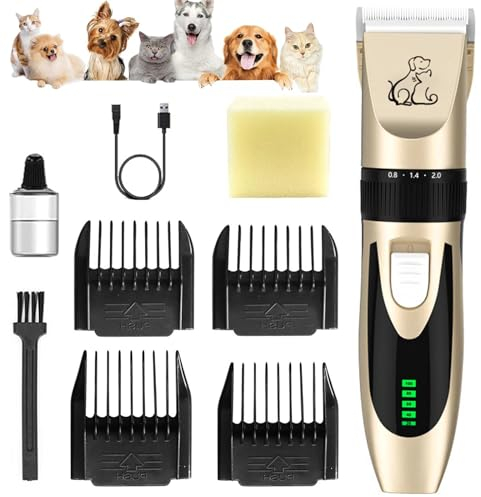 Anluomania Leise Hundeschermaschine Profi, Schermaschine Hund Katze, Tierhaarschneidemaschine Elektrische, wiederaufladbar Haarschneidemaschine, Tierhaarschneider für kleine und große Hunde, Katzen