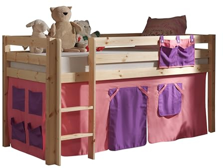 möbelando Spielbett >Pino< in Kiefer massiv Natur lackiert - 210x114x106 (BxHxT)