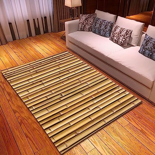 Gelber Bambus Teppich Kinderteppich Wohnzimmerteppich Schlafzimmerteppich 3D-Gedruckter Superweicher Flanellteppich 140 X 200 cm -Polyester-Soft-TOU
