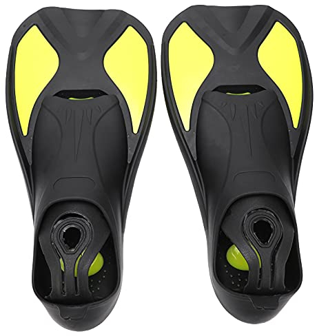 MOUMOUTEN Schwimmflossen Schnorchelflossen, Schwimmflossen Für Erwachsene Zum Tauchen Und Schwimmen, Tauchflossen aus Weichem Gummi Mit Rutschfester Sohle Und Schuhgrößensymbol(M-Schwarz und Gelb)