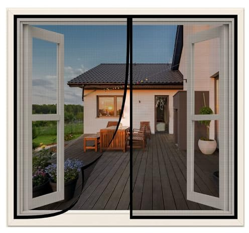 Insect Protection Roller Blind for Windows 55x80cm Insect Protection Balcony Door Magnetic Fly Curtain Without Drilling for Living Room and Sliding Door,Black