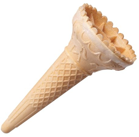 Bazko Europäisches Eishörnchen | Knuspertüte 13 cm / 6,6 cm | 260 Stück | mit Wellenrand | halbsüße Eiswaffeln Hörnchen für Softeis, Gelato, Sorbet | vegan