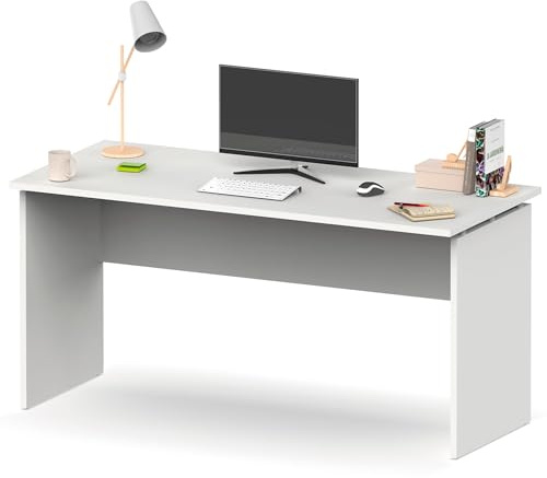 briebe Escritorio, Mesa de Ordenador Oficina, Estudio 76x155x68cm (Alto x Ancho x Profundo), Despacho, Habitación, Desk, Zenith Blanco