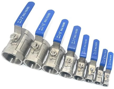AQXYWQLL Edelstahl-Kugelhahn SS304 Kugelhahn 1/4 Zoll 3/8 Zoll 1/2 Zoll 3/4 Zoll 1 Zoll 1-1/4 Zoll 1-1/2 Zoll 2 Zoll Innengewinde BSP-Ventil Ventile mit Vinylgriff und Gewinde(3/4)