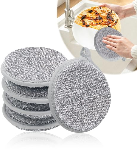KUIRUNRX® Multiusos Wire Dishwashing Rags, Esponjas Lavables, Paños de Alambre para Húmedos y Secos, Paño de cocina reutilizable de alambre de acero multiusos húmedo y seco para ollas y sartenes(5PCS)