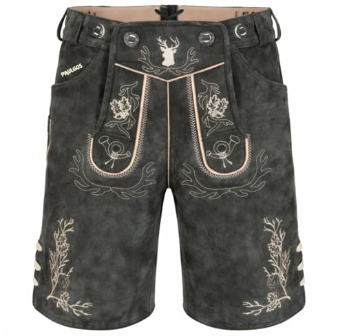 PAULGOS Herren Trachten Lederhose HK3 + Träger, Echtes Leder, Gr. 44-60