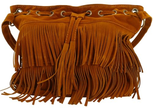 ROMISBABA Sac à Main Femme Bandoulière Avec Franges Sac Porté Épaule Rétro Multifonction Pour Dames Marron