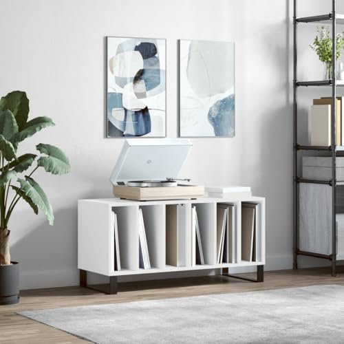 Xichuzi Mueble para Discos Madera contrachapada Blanco 100x38x48 cm, Estanteria CD, Mueble Tocadiscos, Mueble para Discos, Mueble para Vinilos, Mueble para Tocadiscos - 831756
