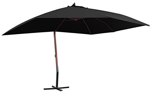 Xichuzi Ampelschirm mit HolzMast, Balkon Sonnenschirm, Marktschirm, Garten, Balkon Schirm, Sonnen Schirme, Balkonschirm, 400×300 cm Schwarz