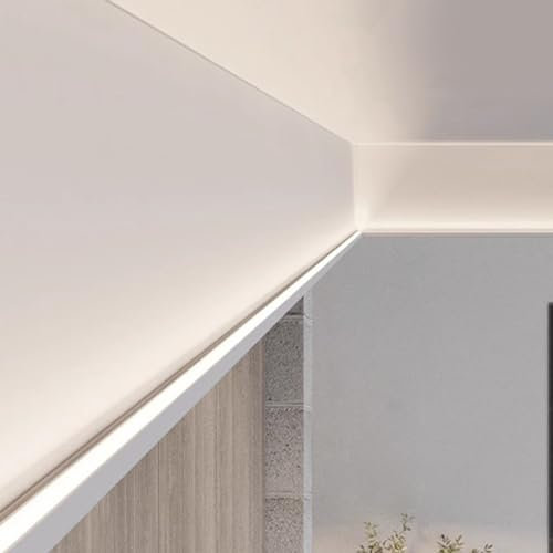 WhamtL Corniche LED Plafond Bande Lumineuse à LED pour Cloison Sèche en Aluminium, Plinthe à Éclairage Indirect, Profilés de Bordure en Plâtre, Goulotte à Lumière Linéaire à LED(1m/3.3ft)