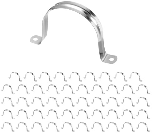 sourcing map 50pcs 3-Inch 75mm Conduit Clamps, M75 U Tube Pipe Clamp, Stainless Steel Rigid Pipe Strap, U Shaped Bracket with Two Hole for Pipe Tube Hose Wire Cord Fixing