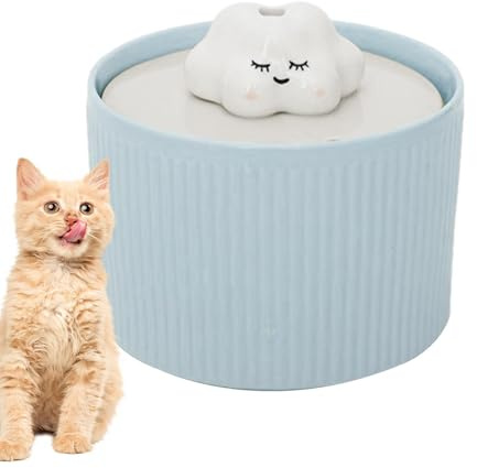 Fuente para gatos - Fuente para gatos de cerámica Fuente de agua para perros silenciosa, fuente para mascotas, dispensador de agua para | Dispensador automático de agua para perros de 1,2 litros