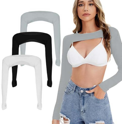 iSpchen Bolero de manga larga para mujer, bolero de protección UV bufanda de protección solar refrigeración chal brazo bolero Shrug anti-UV para golf y deportes al aire libre