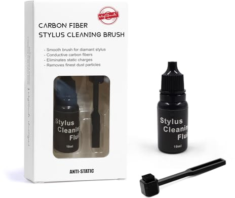 MayRecords Stylus Cleaning Brush Kit, 2-in-1 Square Anti Static Player Needle Cleaning Brush and 10ml Needle Cleaning Fluid for LP Record Player Cartridge Needle