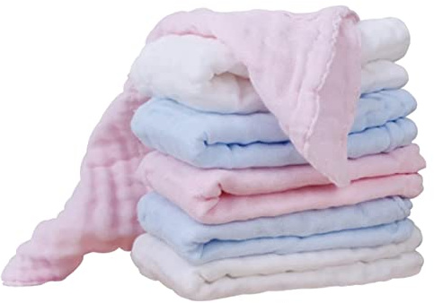 HANABASS 6pcs Feeding Towel Soft Cotton Gauze Washcloths for Boy Girl Highly Absorbent Facecloths White for Daily Use and Nursing Care
