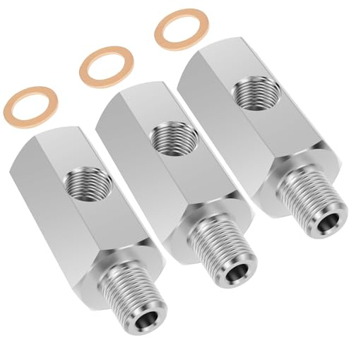Öldrucksensor Adapter 1/8 3-Wege NPT Öldrucksensor-T-Stück Edelstahl Öldruckschalter Adapter für Motoren Mechanisches