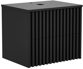 UEV Waschbeckenunterschrank für Gäste-WC, Waschtisch kleine 61cm, Schwarz | Badschrank, Badezimmerschrank, Waschtischunterschrank hängend, Waschplatz ausreichend Stauraum Platzsparender für kleines Bad